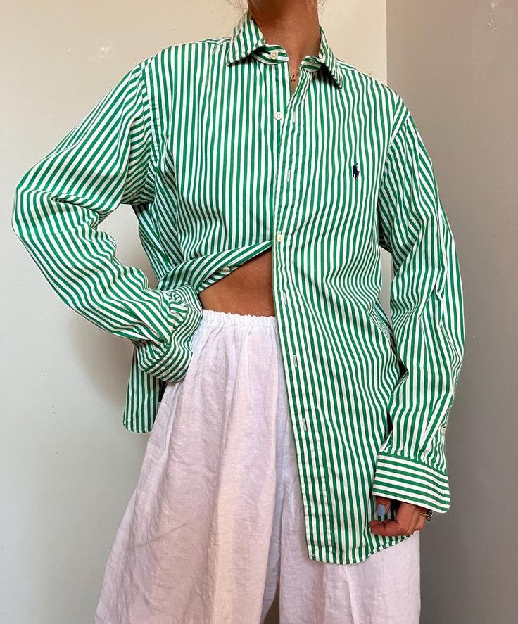 Ralph Lauren - Groen/wit Gestreept Shirt